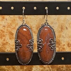 Sterling Silver and Brecciated Jasper Dangle Earrings
